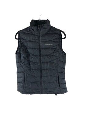 Eddie Bauer Womens S Black Puffer Vest Full Zip Down Insulated Winter Gilet